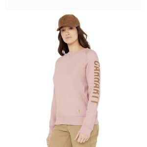 Carhartt Logo Sleeve Graphic Fleece Lined Crewneck Sweatshirt TS4410-W  Sm NWOT